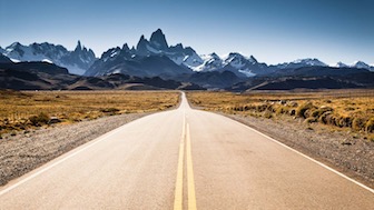 An image of a long road in Patagonia